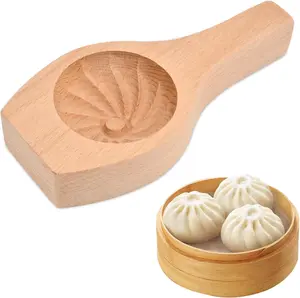 Steamed Bun Mol-d, Wooden DIY Bun and Mooncake Mol-d Filling Spoon Stuffed Bu-n Mol-d Kitchen Cooking Tool for Baozi,Dumpling,Pastry(COLOR:wood)