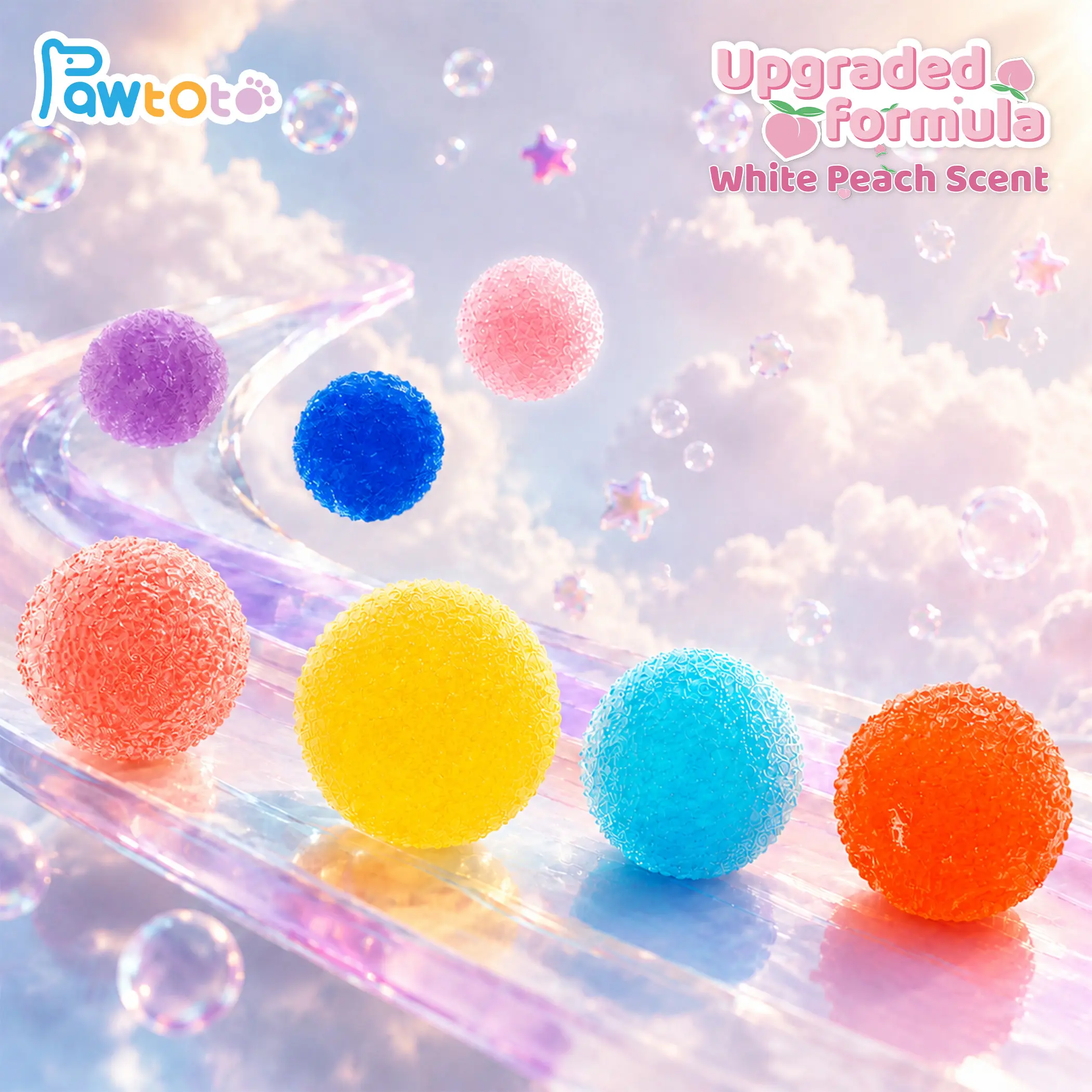Creator Exclusive-Pawtoto Peach Scented Mochi Ball Crunchy Squishy Stress Ball - Squishies Toys, Dumpling Squishies, Fidget Tool for Adults, Classic Novelty Toy #Summervibes, Viral Squishies