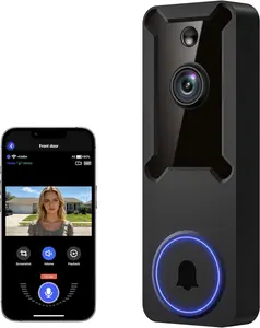 1080P Wireless Wi-Fi Video Doorbell Camera with Night Vision Two-Way Audio Cloud Storage Smart AI Motion Detection Live View Battery Powered Indoor Outdoor Surveillance
