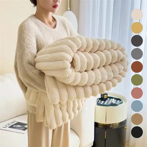 faux rabbit fur soft fleece blanket, soft warm & cozy throw blanket, versatile all-season gift for home, office, travel, twin/full/queen/king available in various sizes