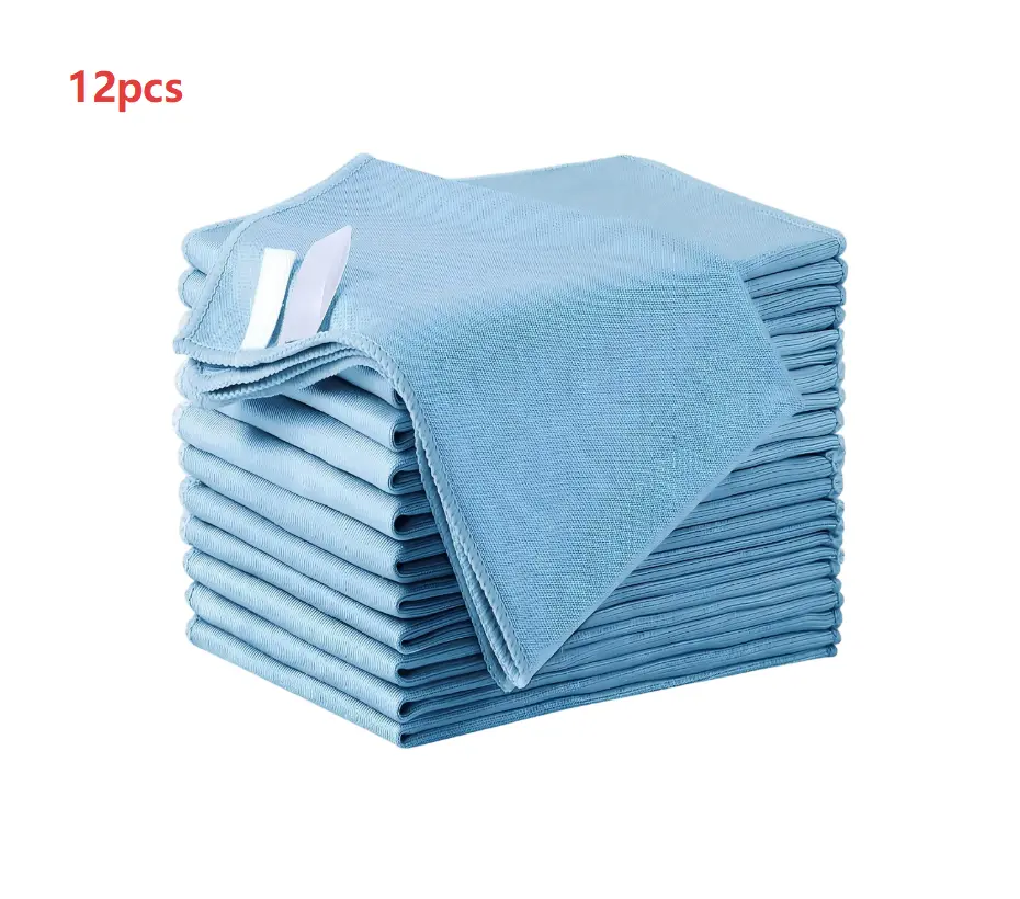 12-Pk 12x12 in Absorbent Microfiber Cleaning Cloths, 8x Water Absorbent Wipes, Reusable Lint-Free Streak-Free, Ideal for Car Window Care, Stainless Steel, Eyeglasses, 12 Pk-12\ X 12\