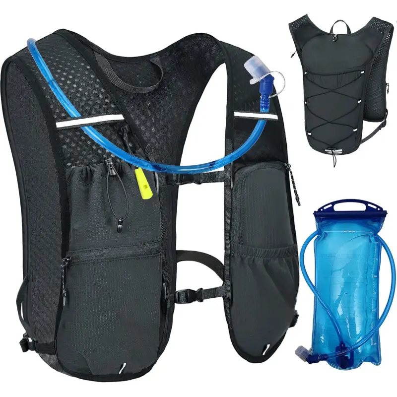 Unisex Running Vest - 6L Lightweight Hydration Backpack with 2L Water Bladder, Adjustable Fit Jogging Equipment for Trail Running, Hiking