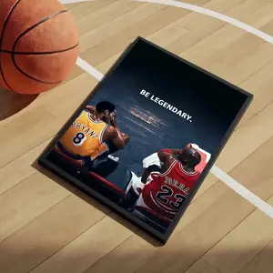 [ No Frame ] Legendary Basketball Icons Wall Art, Motivational Sports Quote Poster, Inspirational Athlete Wall Decor