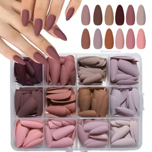 288pcs Medium Square Almond Nail Tips Set, Glossy Finish, Matte Finish, Reusable Acrylic Nails with Storage Box, Nail Art Kit, Perfect for Women & Girls