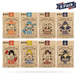 RIGHTEOUS FELON Beef Jerky Sampler Pack - 8-Count, 1 lb Natural Dried Meat High Protein Snack, Assorted Flavors, 18-Month Shelf Life