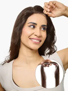 Human Hair Glueless Forehead Hairpiece for Women, Natural Human Hair Skinlike 13*2 Lace Base Drawstring Forehead Hairline, 100% Remy Hair Extension M-Shape Flowing Bangs for Hair Loss