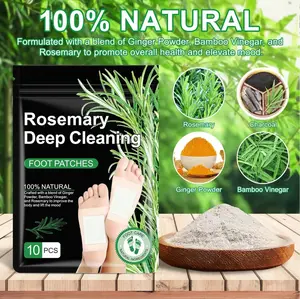 Rosemary Deep Cleaning Foot Patches - GingerBamboo Formula for Stress Relief & Better Sleep - 100% Natural with Ginger Powder Bamboo Vinegar & Rosemary - 10 Sheets per Pack healthy alternative