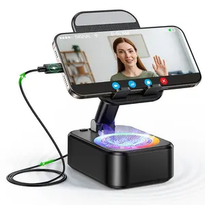 Wireless Audio Induction Bluetooth Speaker with Emergency Charging 5in1 Phone Holder Power Bank LED Nightlight for Tablet iPhone Android 5.3 Connectivity 1500mAh Battery 100Hz-20kHz Frequency Response New Design Durable Smart Device