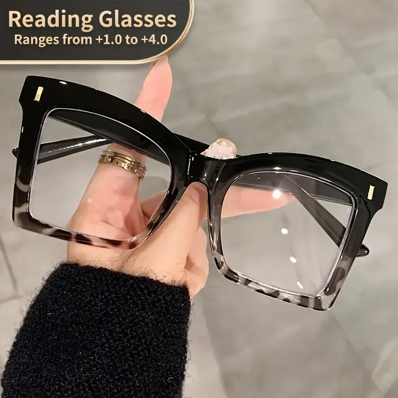 Women's Fashionable Large Frame Reading Glasses, Reading Eyewear, High Definition Reading Eyeglasses, Trending Eyeglasses, Comfortable Portable Essential Glasses for Daily Use