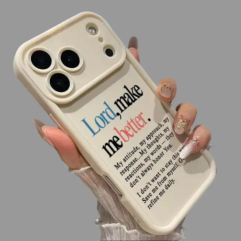 TPU Plastic Smartphone Case - Divine Petition Motivational Text Pattern, Matte Texture Soft Cover with Pocket for iPhone 17 Pro Max,16,15,14 Plus,13,12mini,11,XR,X,XS,Air E - Shockproof Protective Accessory, Soft Silicone, Iphone12mini