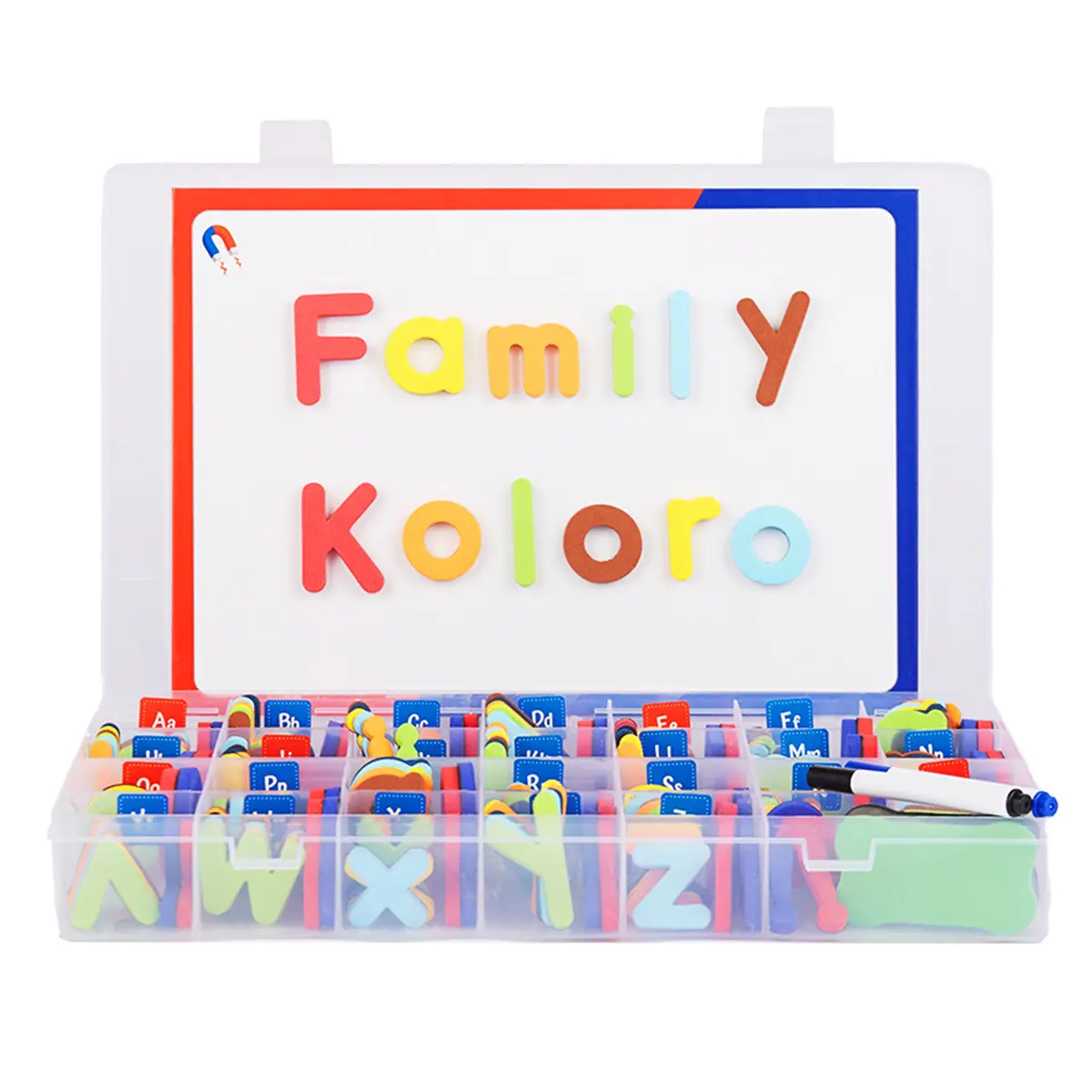 EVA Foam Magnetic Alphabet Letters Set - Uppercase, Lowercase, Double-Sided Whiteboard, Storage Case - Preschool Homeschool Language Learning Toy, Early Education Gift for Kids