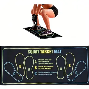Squat Mat with Foot Position,Large Squat Target Pad 30'' X 13.8'',4mm Thickness Squat Mat Foot Positioning, Exercise Mat for Squats, Leg and Abdominal Workouts Waist Twist Core Ab Machine