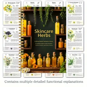 Herbal Extract Recipe Notebook, Interactive Notebook - 50 pages, includes 17 herbal recipes, 5.5x8.5 inches, spiral bound, descriptions of herbs' uses and properties, home health and natural healing, herbal therapy book