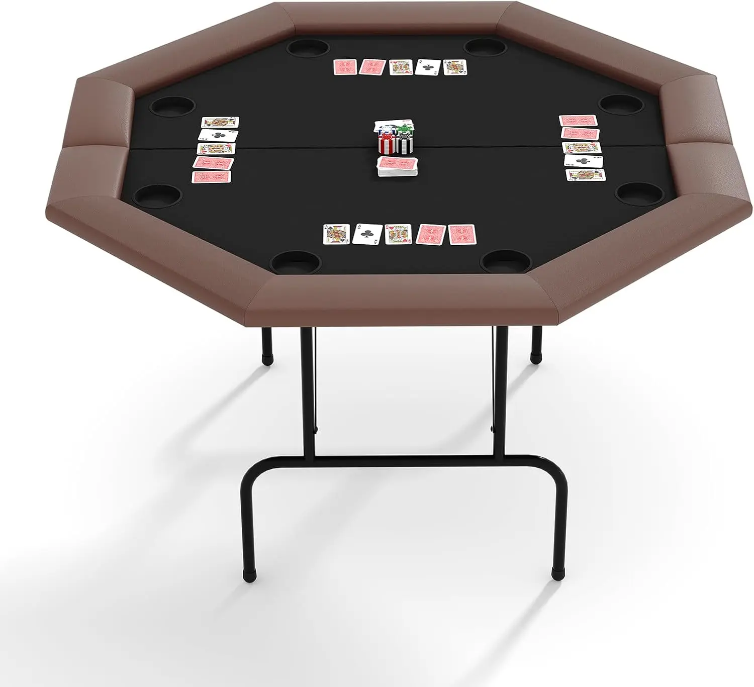 Gaomon Octagon 8-Player Foldable Poker Table - Durable Frame, Foldable Legs, Cup Holders, Polyester Easy-Clean Top, Cushioned Armrests, Effortless Storage, Portable Casino-Quality Indoor Furniture for Texas Holdem Parties