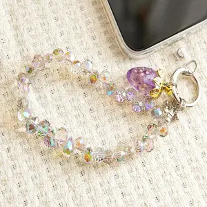 Sparkling Beaded Phone Charm, Detachable Anti  Cell Phone Lanyard Hands-Free Wrist Strap, Phone Chain Wristlet for Women
