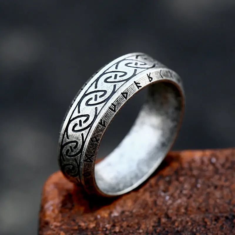 GTHIC Vintage Stainless Steel Viking Rune Ring, Nordic Metal Charms, Viking Mystical Charms, Rune Protection Jewelry for Men & Women Daily Wear, Viking Rune Protection Jewelry