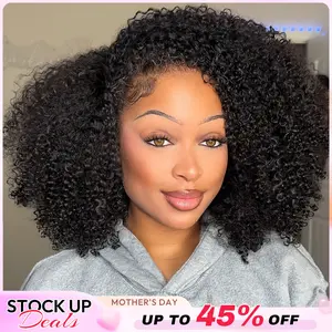 CurlyMe Wear Go Half Wig 250% Density Afro Kinky Curly Natural Black Human Hair Wigs Upgrade With Drawstring Cap Invisible Hairline Seamless Flip Over 3 IN 1 Glueless Install Wigs Beginner Friendly #Summervibes #Tiktokshopstockup