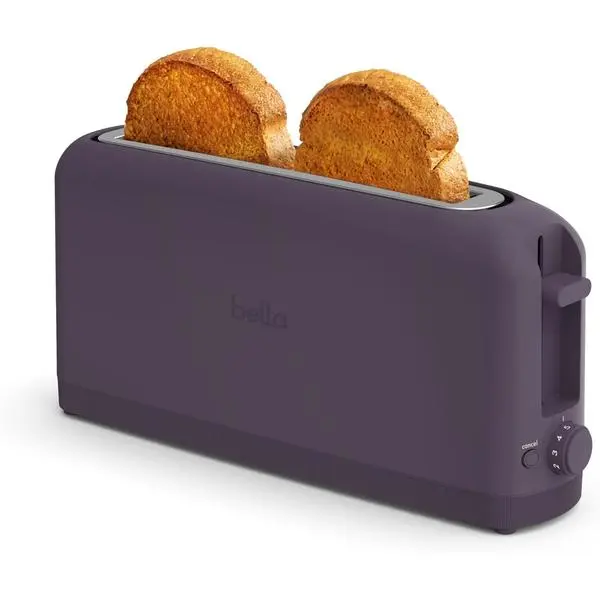 bella Fits-Anywhere 2-Slice Slim Toaster, Long Slot & Extra Wide, Plum