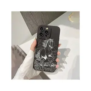Horse Pattern Phone Case, TPU Anti-Drop Cellphone Protective Case, Total Protective Shockproof Mobile Phone Cover For IPhone 11 12 13 14 15 16 Pro Max