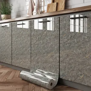 Self-adhesive high-gloss cabinet film with a marble pattern, waterproof and oil-resistant, ideal for kitchen cabinets, doors, and backsplashes, peel-and-stick, removable wall sticker, Decorative Marble Wallpaper Roll for home décor