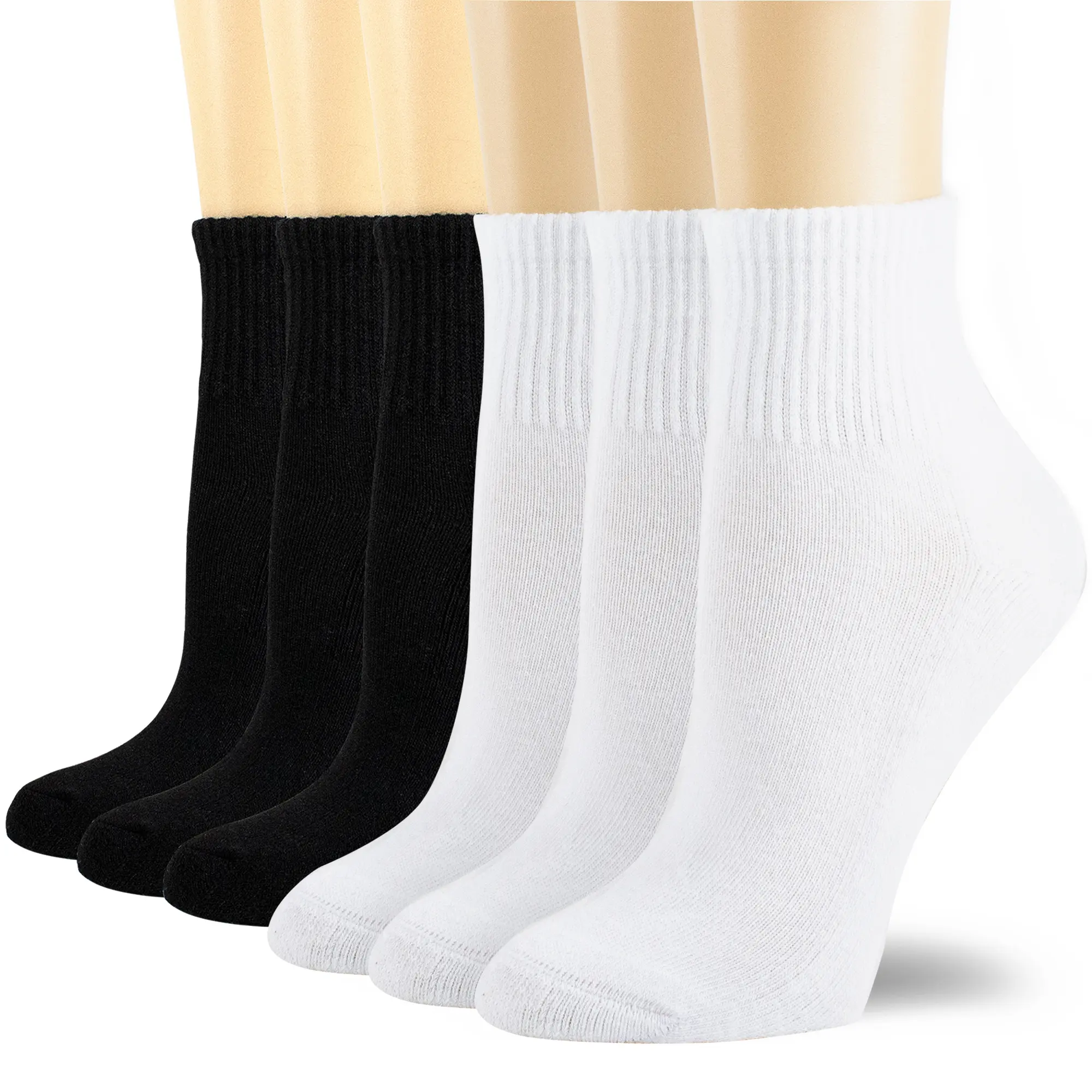NevEND 6 Pairs Men's & Women's 95% Cotton Thick Cushioned Ankle Socks - Plain Sock Sets, Sports Fit, Training Low, Ribbed Top for Athletic Running Cycling, Athletic Sock