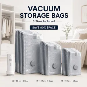 【2026 Upgraded】Cordless Travel Vacuum Storage Compression Bag Set with Rechargeable air Pump 9/15 Pack Waterproof & Reusable Compression Packing Bags for 2 Size,140L/Min Powerful Air Removal，Perfect for Carry-On Suitcases,Valentine's Day gift
