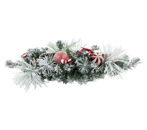 Northlight 32" Triple Candle Holder with Pine and Ornaments
