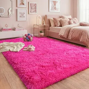 Rugs for Living Room, Hot Pink Shaggy Area Rug, Upgrade Non-Slip,Anti-Fade, Soft-Touch, Shaggy Floor Carpet For Living Room, Bedroom, Home Decor, Room Decor,  Fluffy Rug, Floor Covering, And More