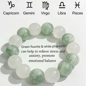 Calm & Emotional Balance Bracelet – Green Fluorite & White Phantom |Anxiety Relief Bracelet for Capricorn, Gemini, Virgo, Libra, Pisces