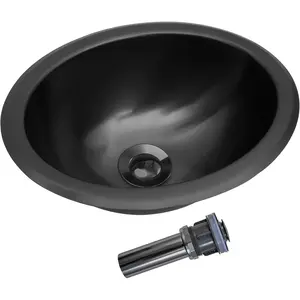 Black Oval RV Kitchen Sink, 13.39" x 10.55" Small Bathroom Sinks for RVs, Stainless Steel Small RV Sink with Oval RV Kitchen Sink Features, Includes Sink Drain Assembly