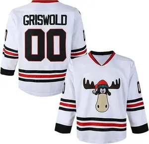 Griswold #00 Movie Christmas Hockey Jerseys Stitched Letters and Numbers White black S-XXXL