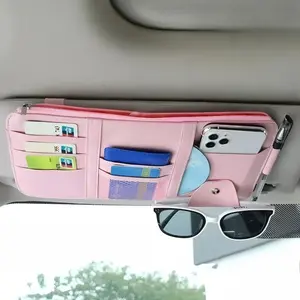 Multifunctional Car Sun Visor, Eyeglass Holder, Storage Bag, Card Case, Document Folder, Car Organizer for Vehicle Organization, Car Organization Supplies