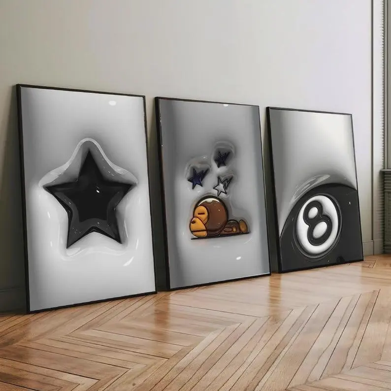 HypeBeast Set of 3 Room Decor, Hypebast Poster, Cool Wall Art Set 3 Wall Art, HypeBeast Wall Art, Trendy Wall Art