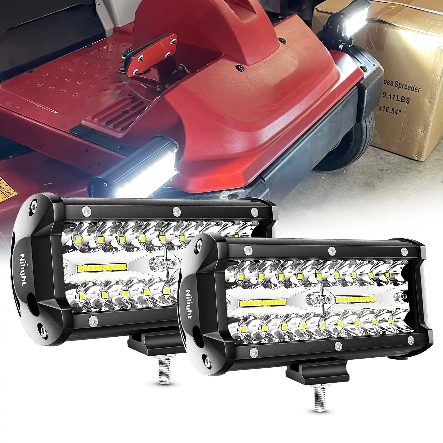 Nilight LED Light Bars for Trucks/SUVs - 2Pcs 6.5in 120W Aluminum Auxiliary Lights, Car Lighting, Sliding Mount, Heat Dissipation, 12000LM Flood-Spot Combo, IP67 Waterproof Offroad Work Lamps, Led Lightbar