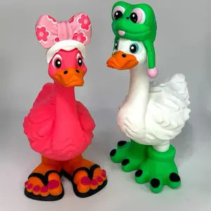 Desk Goose 3D Printed Funny Home Decor Outfits with Shoes Boots Frog Hat Bow for Quirky Workspace Decor