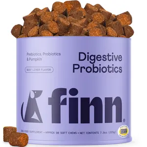 FINN Digestive Probiotics for Dogs - Complete Digestive System Support with 6 stains  Live Probiotics, Pumpkin & Prebiotics - Vet Recommended - 90 Soft Chews – Canine Nutritional Supplement