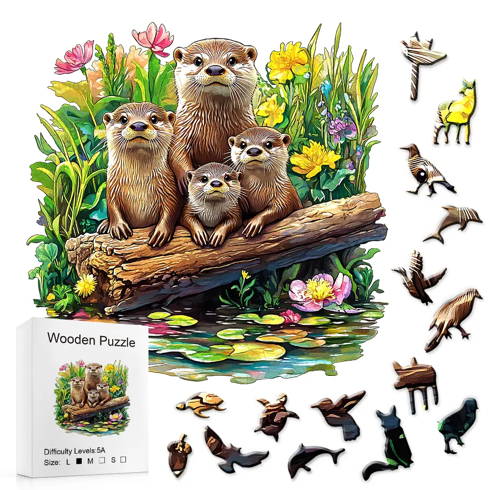 Otter Wooden Jigsaw Puzzle - 5A Difficulty Nature-Themed Wood Puzzle, Healing Decompression Challenge, Unique Gift for Family Creativity Enthusiasts, Puzzle Wooden Jigsaws