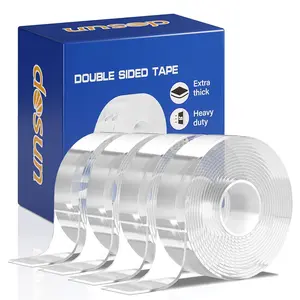 Double Sided Tape Heavy Duty(4 Rolls, Total 40 FT), Sided Nano Tape,  Double Sided Tape for Walls,  for Carpet, Poster, Picture , Outdoor Multifunctional Mounting Tape