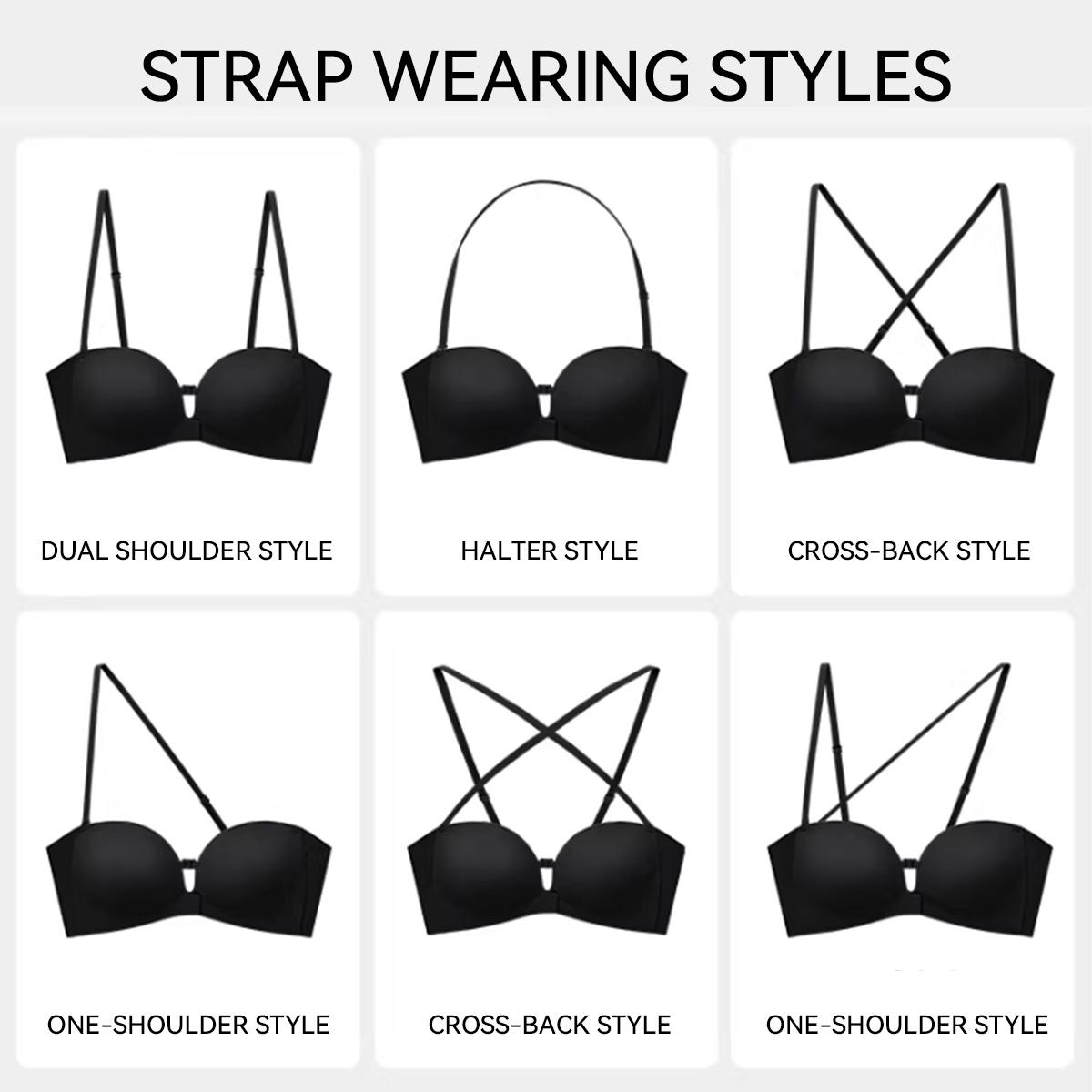 LUCKMEEY Womens Strapless Front Closure Bra Push Up Padded Add Cup Non Slip Wireless Supportive Seamless Comfortable Tube Jelly Bra A B C Cup