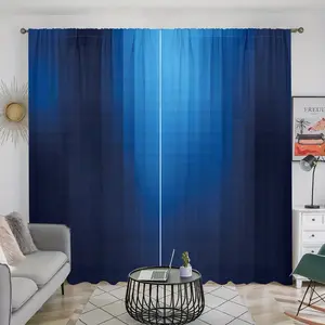 2 pieces, modern gradient blue printed curtains, pole pocket style, semi sunshade polyester fiber, suitable for home living room, bedroom, balcony, kitchen, study and shower window decoration, anti privacy, easy to clean.