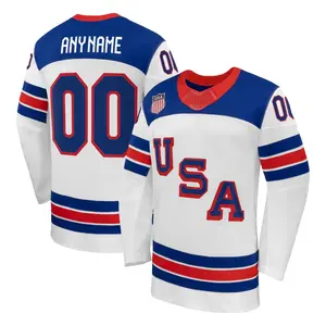 Custom Name And Number USA Men's White 2026 Away Hockey Jersey