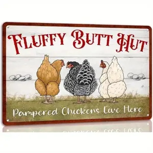 Chicken Pattern Metal Sign, Farmhouse Style Wall Decor Decoration, Rustic Design, Wall Art for Home Living Room Bedroom Farmhouse Coffee Shop Bar Gym, Signage