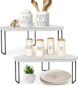 Homewinner Countertop Organizer Shelf for Bathroom Kitchen Corner Coffee Station Organizer Cabinet Rack Wood Pack Wooden