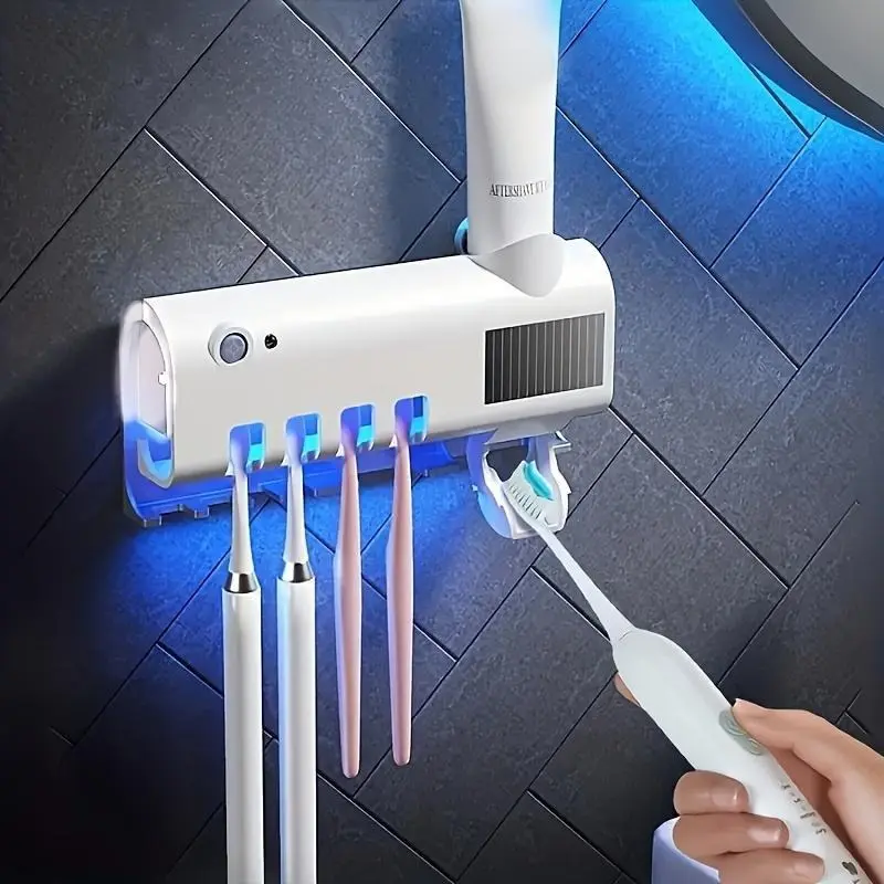 Automatic Toothpaste Dispenser Smart Toothbrush Holder - 1pc, USB Rechargeable, Black/White for Both Sexes Accessory