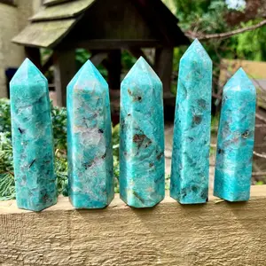Natural Amazonite Crystal Tower Wand - Natural Healing Crystal Obelisk, Pointed Chakra Specimen, Witchy Home Decor Gift For Him/Her