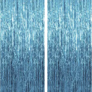 2 pcs Foil Curtain Backdrop，Various Colors Metallic Tinsel Foil Fringe Curtains Photo Booth Props for Birthday Wedding Engagement Baby Shower Bachelorette Christmas Holiday Celebration Party Decorations