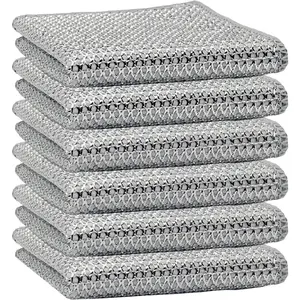 6 PCS Triple Stainless Steel Scrubber,Wire Cleaning Dishwashing Rag, Kitchen Towels and Dishcloths Sets for Cookware.Sinks, Dishes, Stove Top