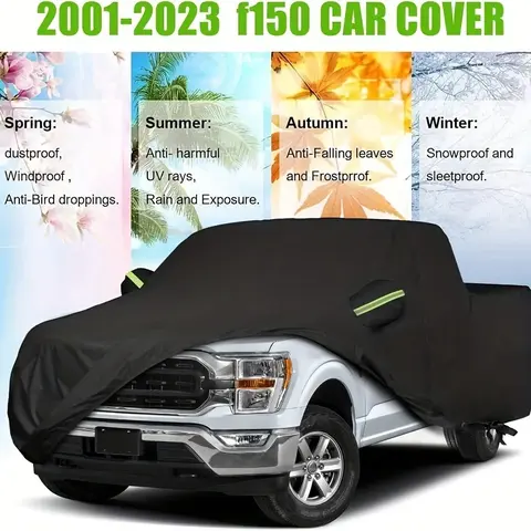 YASEENLIN Heavy-Duty Waterproof Truck Cover for Ford F150 2001-2023 Pickup/SUV/Van, Car Protection, 209-232" Length, 360-Degree Coverage, Driver-Side Zip Door Access, UV-Resistant, Strap-Adjusted Buckles, Reinforced Indoor-Outdoor Fit