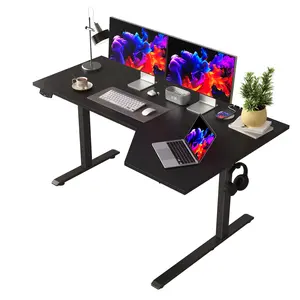 Agilestic L-Shaped Electric Standing Desk, Height Adjustable Sit-Stand Desk for Home Office, Ergonomic Computer Desk with Splice Board, Gaming Desks Gifts for Men and Women,Black/Rustic Brown/White/Oak