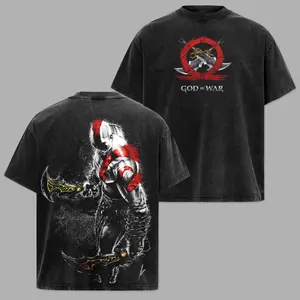 Men's Unisex God of War Blades of Chaos Graphic T-Shirt - Black Crewneck Short-Sleeve Streetwear, Front & Back Print, Breathable Casual Soft Cotton Fashion Top Menswear
